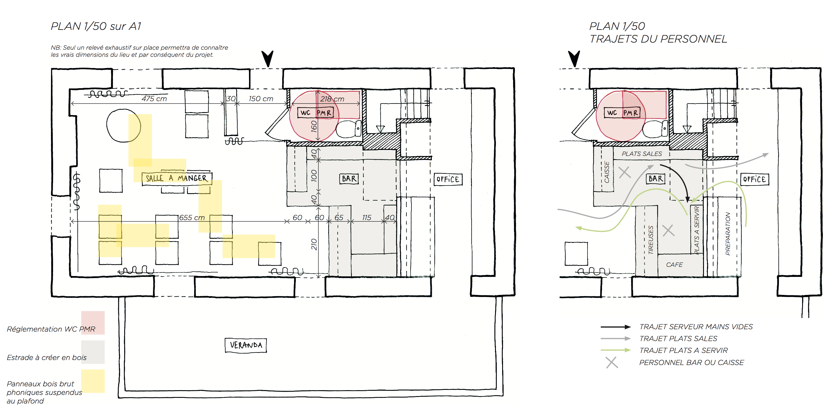 Planche B schéma de la crêperie de Paimpont architecte Archibien