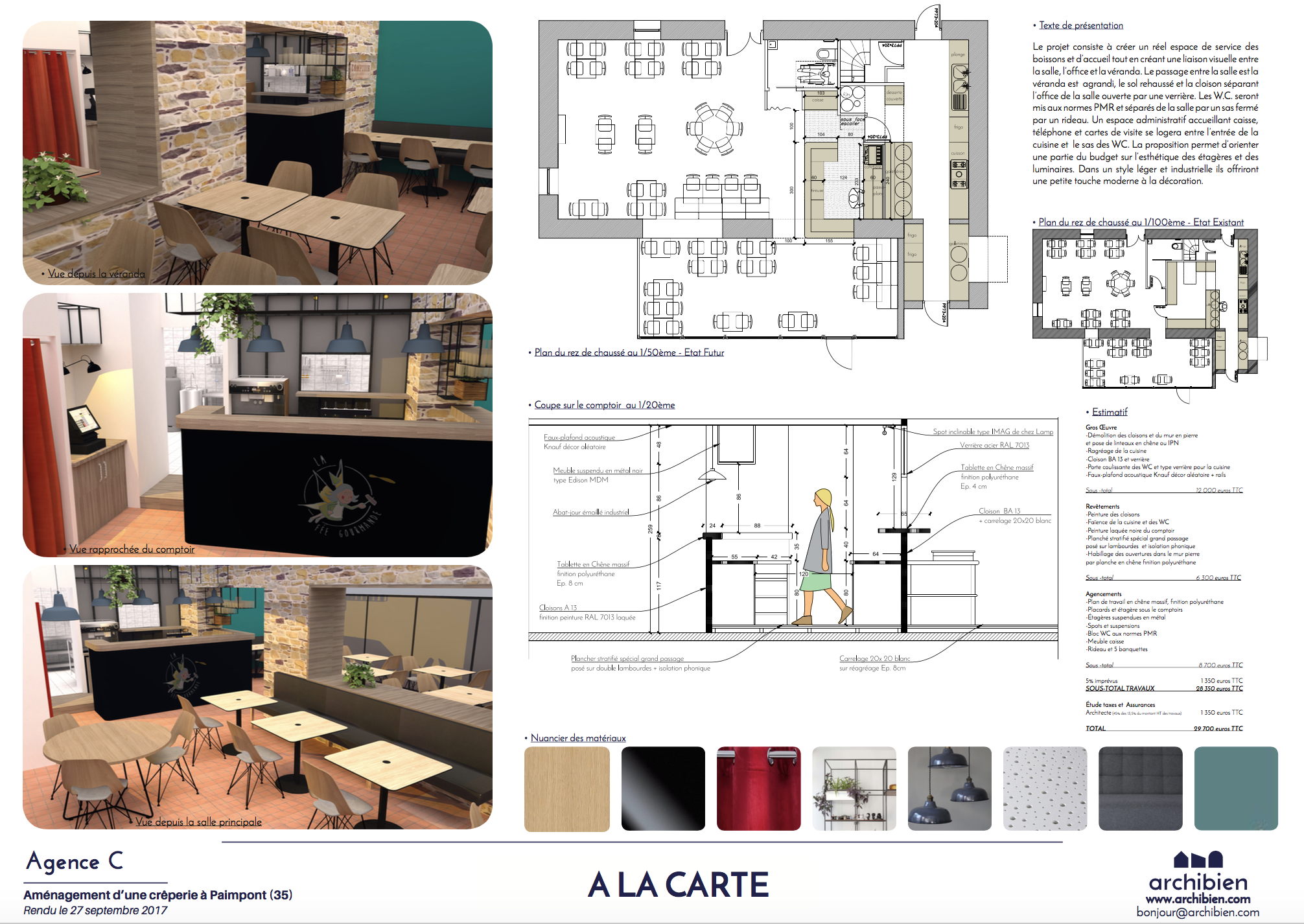 Planche C de la crêperie de Paimpont architecte Archibien