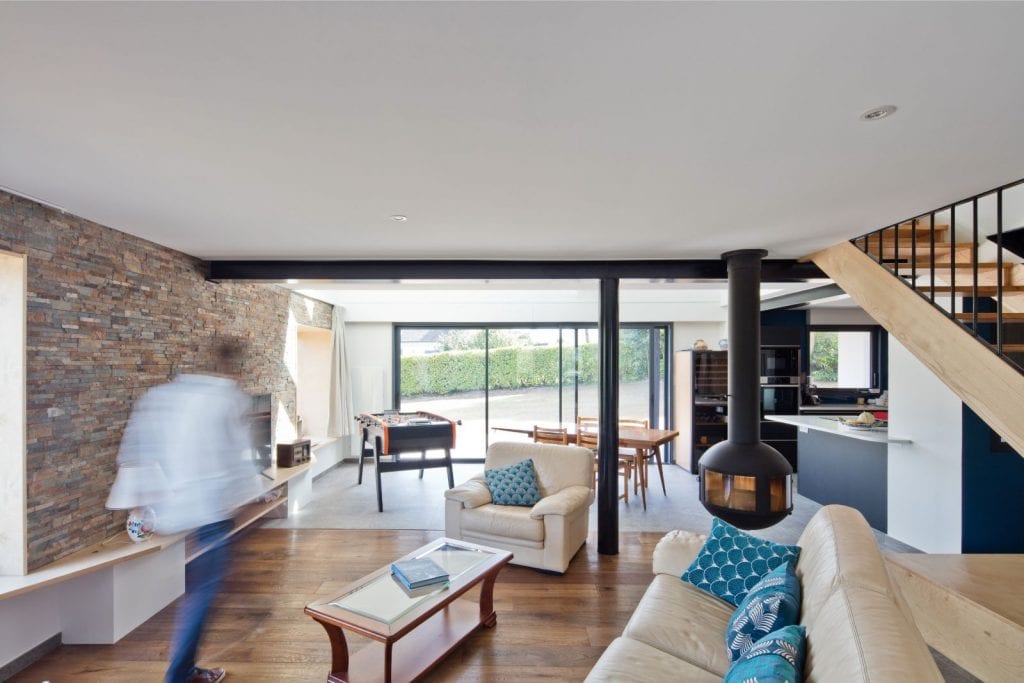 Rénovation et extension d'une maison secondaire projet Archibien salon pièce à vivre